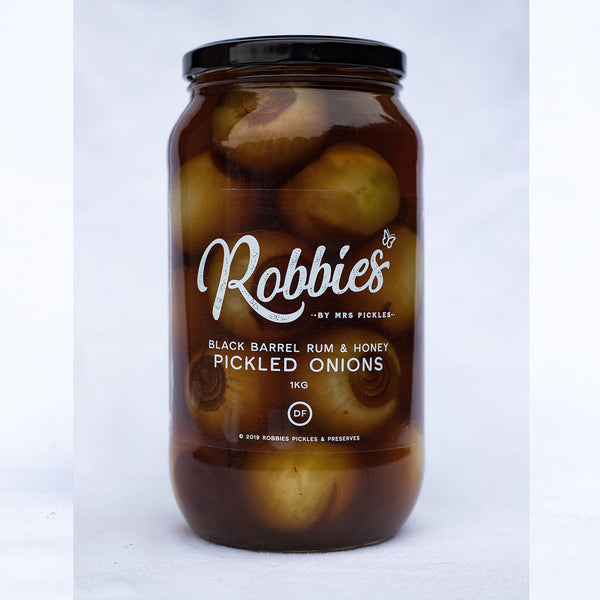 Black Barrel Rum & Honey Pickled Onions 1 KG Robbies by Mrs Pickles